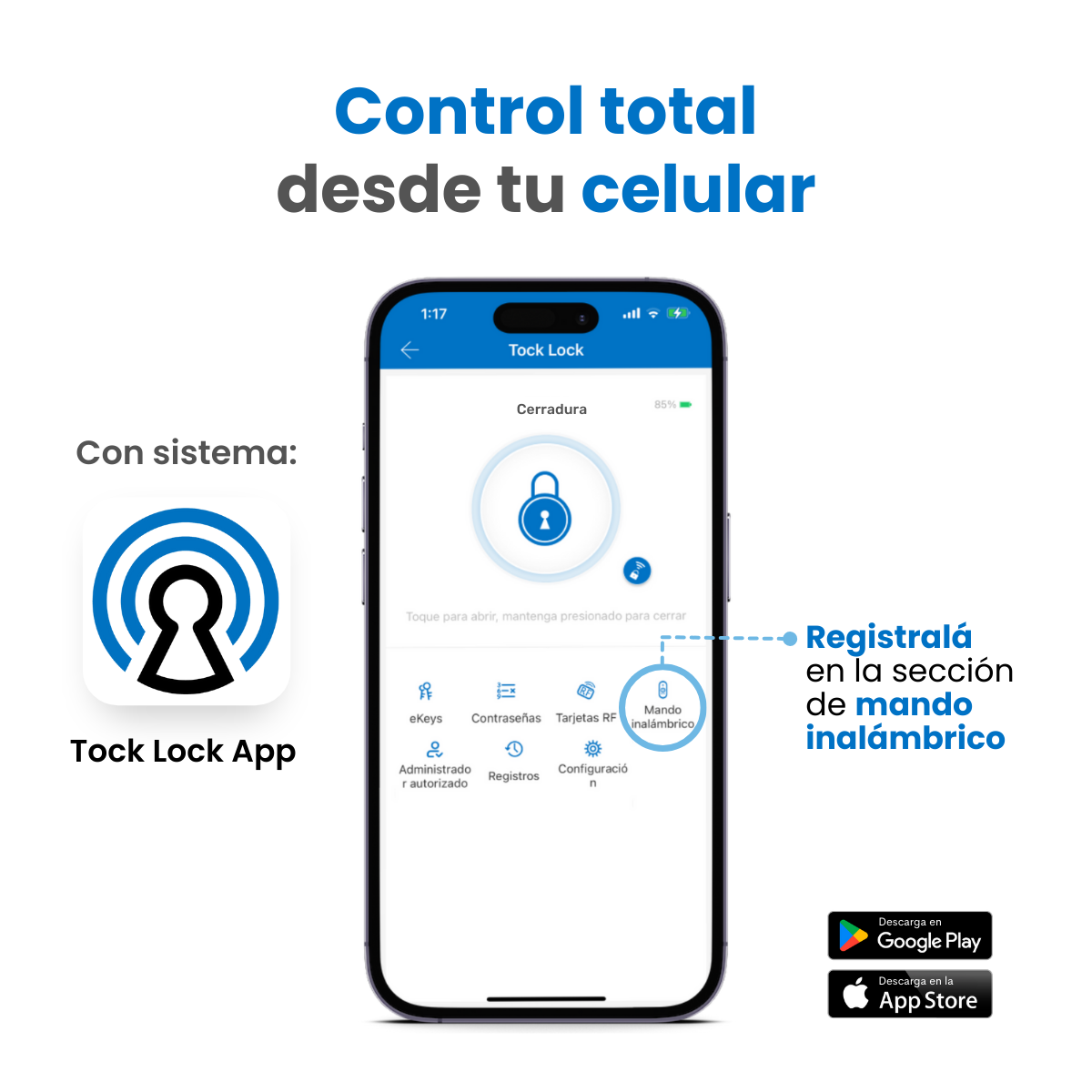 Control inalámbrico para cerraduras TL