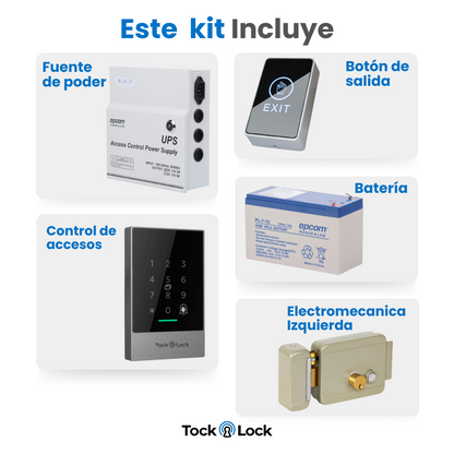 Kit Control de Acceso Códigos Chapa Electromecánica Tock Lock