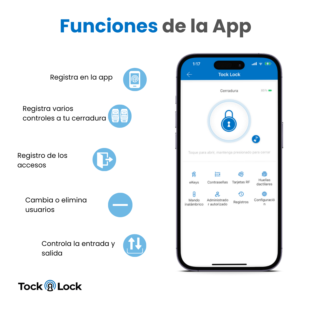 Mando Inalámbrico BT para Cerradura Tock Lock APP