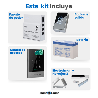 Kit Control de Acceso Huellas Chapa Magnetica Tock Lock