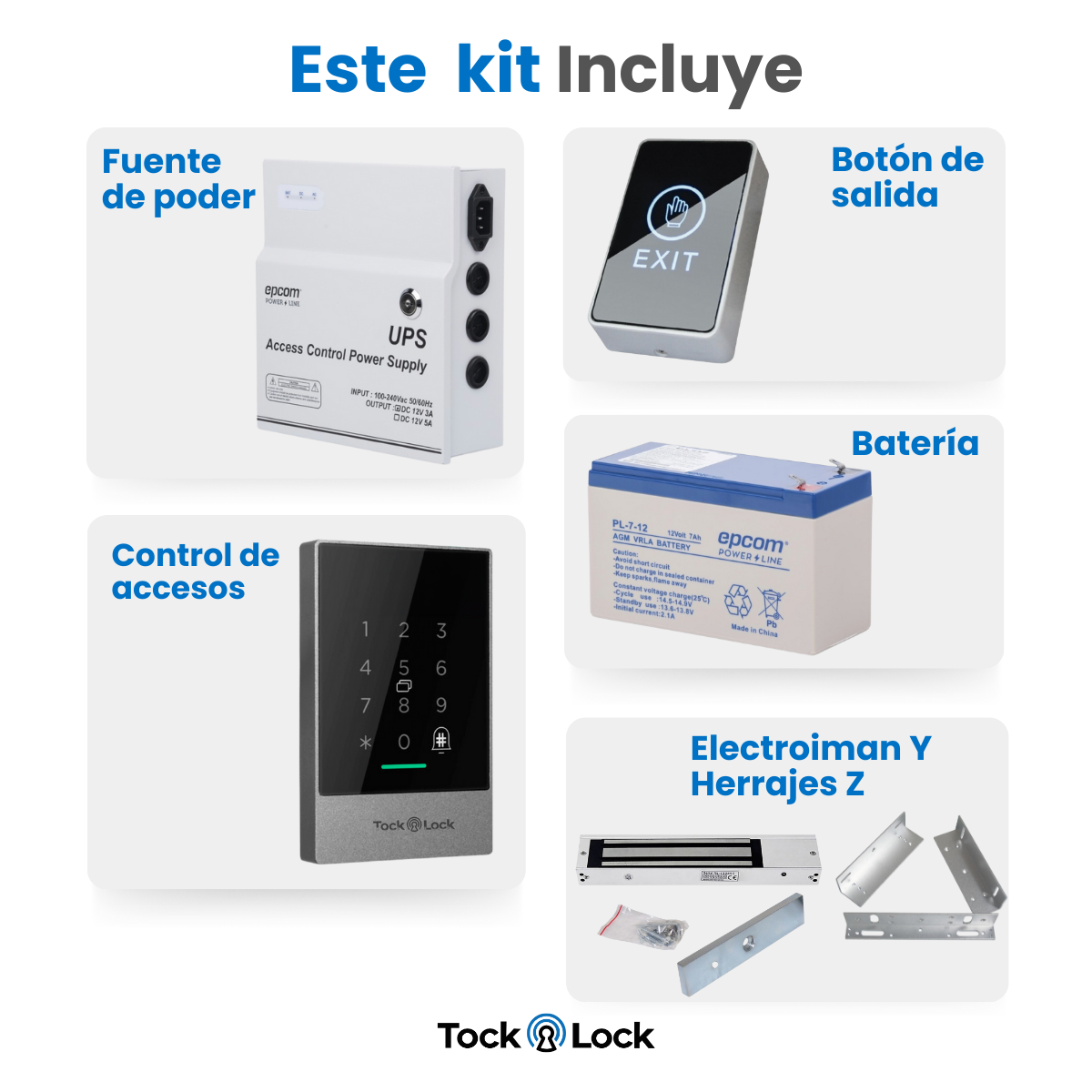 Kit Control de Acceso Códigos Chapa Magnetica Tock Lock
