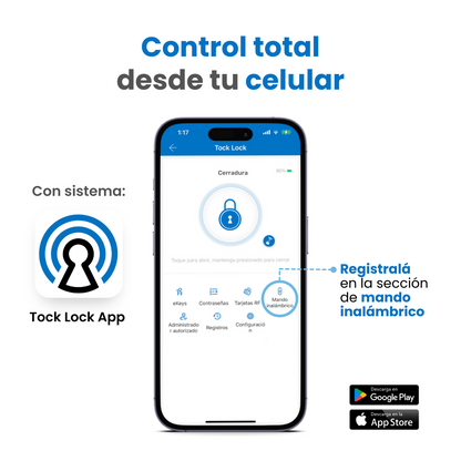 Mando Inalámbrico BT para Cerradura Tock Lock APP