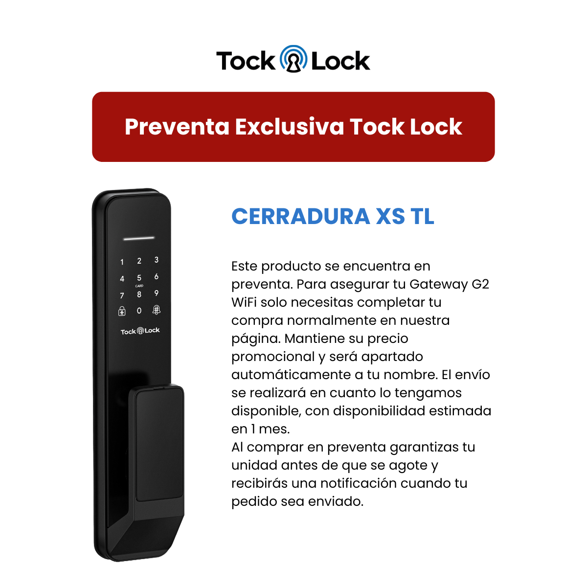 PREVENTA DICIEMBRE 2025 | Cerradura Inteligente XS-TL